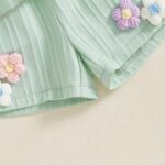 Baby Girl Summer Clothes 3D Flower Embroidery Smocked Tunic Top Casual Shorts Set 2Pcs Toddler Summer Outfit 9M-4Y - Image 6