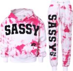 A2Z 4 Kids Girls Tracksuit Tie Dye Sassy Fleece Hooded Crop Top Bottom Jogging Suit Joggers Age 5 6 7 8 9 10 11 12 13 Years