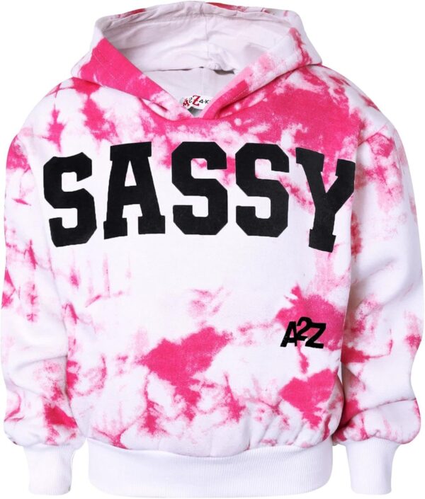 A2Z 4 Kids Girls Tracksuit Tie Dye Sassy Fleece Hooded Crop Top Bottom Jogging Suit Joggers Age 5 6 7 8 9 10 11 12 13 Years - Image 2