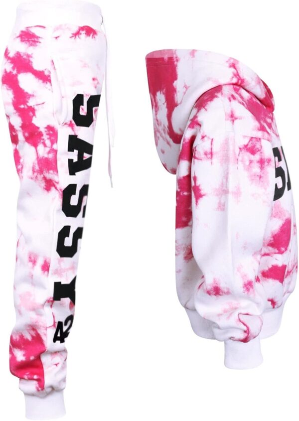 A2Z 4 Kids Girls Tracksuit Tie Dye Sassy Fleece Hooded Crop Top Bottom Jogging Suit Joggers Age 5 6 7 8 9 10 11 12 13 Years - Image 6