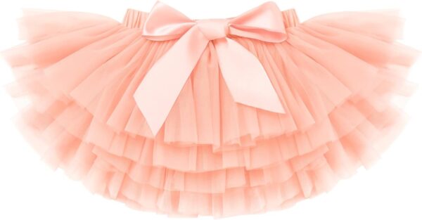IBTOM CASTLE Baby Girls Layered Elastic Waistband Tutu Skirt with Diaper Cover +Flower Headband Set, Newborn Girls Photo Shoot Prop Outfit Soft Fluffy Ballet Tutu Dresses Skirt for Toddler - Image 2