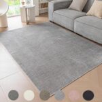 Rug Living Room,Short Pile Rug for Bedroom,Indoor Soft Low Pile Rugs for Dining Room,Washable Rugs for Kitchen,Grey Thin Carpet for Lounge (Grey, 60×90cm)