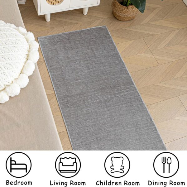 Rug Living Room,Short Pile Rug for Bedroom,Indoor Soft Low Pile Rugs for Dining Room,Washable Rugs for Kitchen,Grey Thin Carpet for Lounge (Grey, 60×90cm) - Image 6