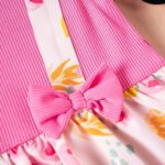 Baby Girl Romper Dress Flowers Print Flutter Sleeve A Line Dresses Round Neck Ribbed Bow Clothes for Toddler - Image 4