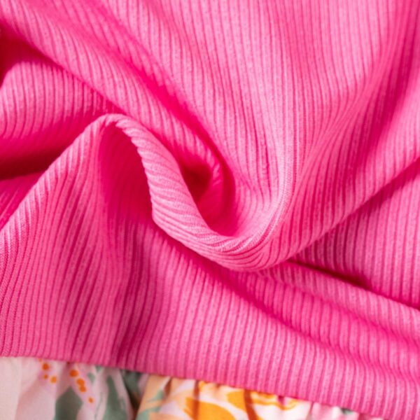 Baby Girl Romper Dress Flowers Print Flutter Sleeve A Line Dresses Round Neck Ribbed Bow Clothes for Toddler - Image 6