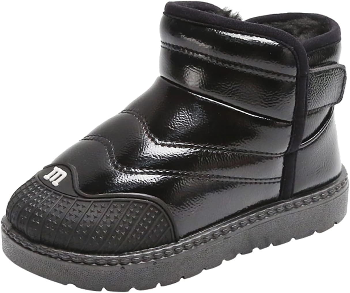 1744716947_61eGdd5G8KL._AC_SL1500_.jpg Toddler Boys Girls Snow Boots Baby Boy Fall Warm F𝘂r Lined Boots Winter Wa𝘁erproof Outdoor Ankle Booties Non Slip Shoes for Baby Toddler School Classic 𝗢xford Boots (Black, 3 Big Kids) - Image 1