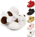 Sonsage Infant Baby Girls Bowknot Mary Jane Toddler PU Leather Soft Sole Princess Wedding Dress First Walking Flats Prewalker Newborn Ballet Shoes