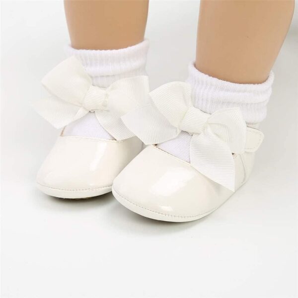 Sonsage Infant Baby Girls Bowknot Mary Jane Toddler PU Leather Soft Sole Princess Wedding Dress First Walking Flats Prewalker Newborn Ballet Shoes - Image 3