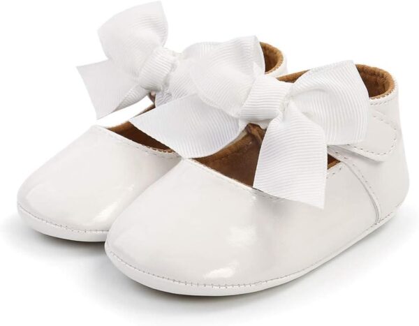 Sonsage Infant Baby Girls Bowknot Mary Jane Toddler PU Leather Soft Sole Princess Wedding Dress First Walking Flats Prewalker Newborn Ballet Shoes - Image 4