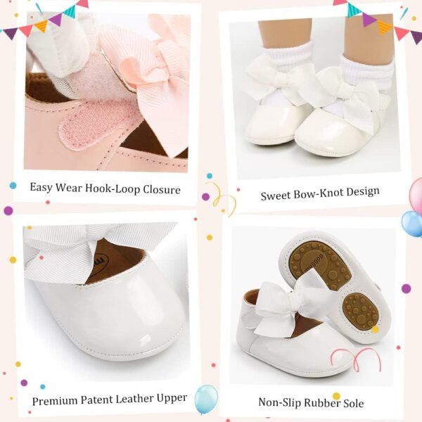 Sonsage Infant Baby Girls Bowknot Mary Jane Toddler PU Leather Soft Sole Princess Wedding Dress First Walking Flats Prewalker Newborn Ballet Shoes - Image 5