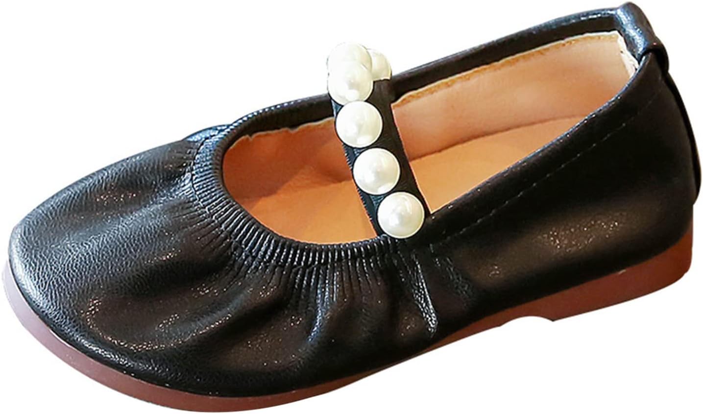 1744738355_618Uu4-yqL._AC_SL1500_.jpg Girls Kids Leather Soft Sandals Dress Dance Loafers Beaded Strap Summer Casual Shoes Baby Toddler Ankle Closed Toe Shoes - Image 1