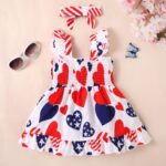 KONFEN Baby Girl Toddler Dress - Sleeveless Dresses with Stripe Star Heart + Headband, Newborn Toddler Dress Set Outfits Spring Summer Autumn for 0-3 Years (Red) - Image 2