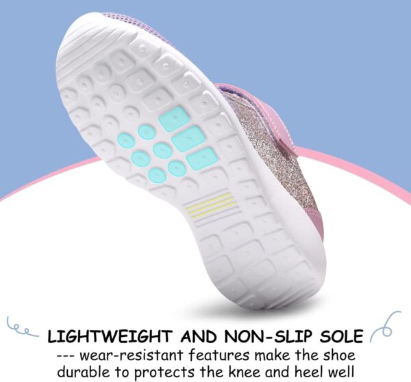Girls Trainers Kids Athletic Shoes Toddlers Glitter Casual Lightweight Sneakers Sports Shoes Breathable Tennis Road Trail Running Shoes - Image 4
