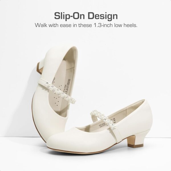 DREAM PAIRS Girls Party Shoes Low Heels for Little Big Girl Mary Jane Shoes with Pearl Rhinestones Flower Girl Pumps Princess Wedding - Image 5