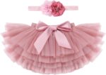 Tutu Skirt for Baby Girl with Diaper Cover Toddler Girls Layered Tulle Skirts Bloomers and Headband First Birthday Cake Smash Outfits