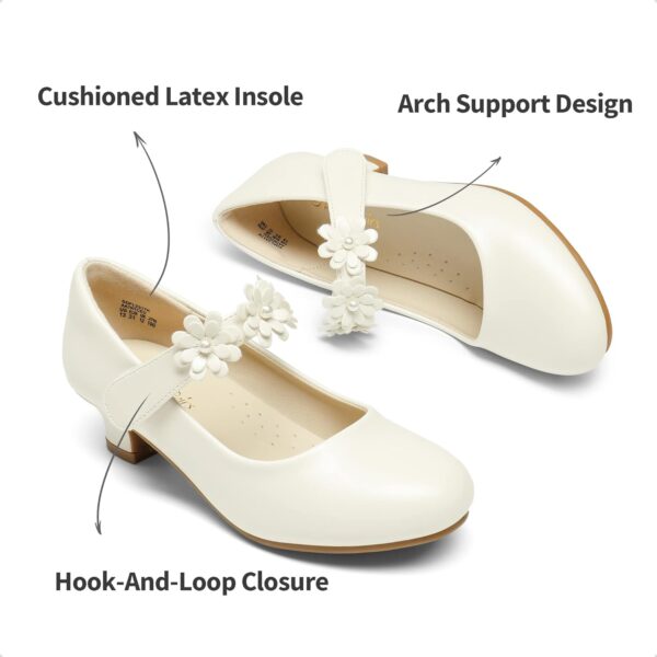 DREAM PAIRS Girls Mary Jane Shiny Bow Dress Shoes Pumps Low Heels Flower Glitter Party Wedding Princess - Image 3