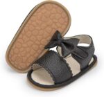 Sonsage Infant Baby Girls Boys Summer Sandals Newborn Bowknot Crib Sandal Outdoor Beach Toddler Pu Leather Soft Rubber Sole Dress Flats First Walker Shoes