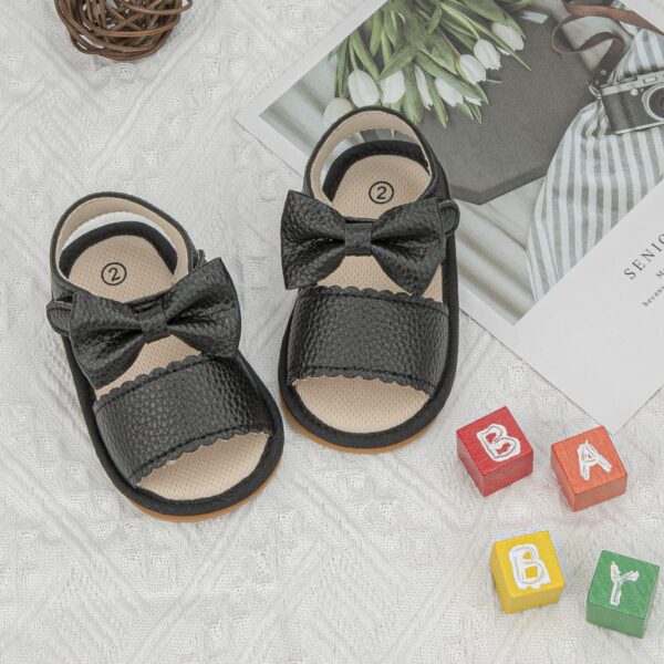 Sonsage Infant Baby Girls Boys Summer Sandals Newborn Bowknot Crib Sandal Outdoor Beach Toddler Pu Leather Soft Rubber Sole Dress Flats First Walker Shoes - Image 4