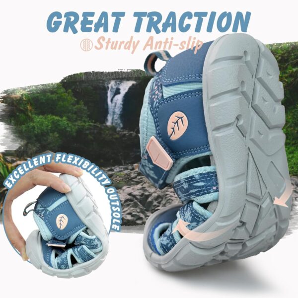 Kids Closed Toe Sandals for Boys Girls Adjustable Walking Hiking Sports Summer Shoes Size 7.5 UK (25 EU) Toddler to 3 UK (35 EU) Big Kid - Image 2