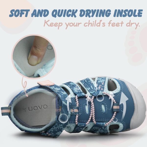 Kids Closed Toe Sandals for Boys Girls Adjustable Walking Hiking Sports Summer Shoes Size 7.5 UK (25 EU) Toddler to 3 UK (35 EU) Big Kid - Image 4