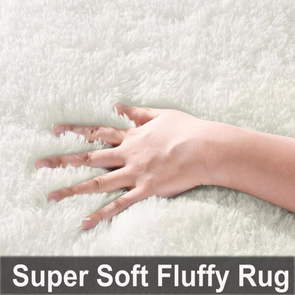 Large Rugs for Living Room,Fluffy Rugs for Bedroom,Cream Bedside Rug,Shaggy Washable Non-Slip Carpet for Lounge,Kids Room(Cream, 160x230 cm) - Image 3