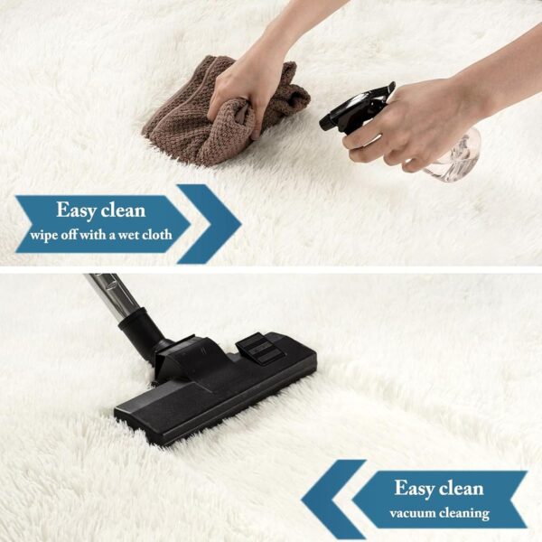 Large Rugs for Living Room,Fluffy Rugs for Bedroom,Cream Bedside Rug,Shaggy Washable Non-Slip Carpet for Lounge,Kids Room(Cream, 160x230 cm) - Image 4