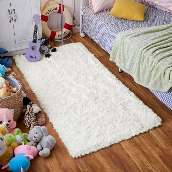 Large Rugs for Living Room,Fluffy Rugs for Bedroom,Cream Bedside Rug,Shaggy Washable Non-Slip Carpet for Lounge,Kids Room(Cream, 160x230 cm) - Image 6
