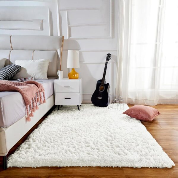 Large Rugs for Living Room,Fluffy Rugs for Bedroom,Cream Bedside Rug,Shaggy Washable Non-Slip Carpet for Lounge,Kids Room(Cream, 160x230 cm) - Image 7