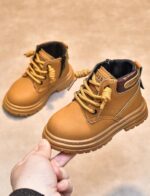 Boys Girls Combat Ankle Boots Lace up Fashion Walking Hiking Boots Winter Snow Boots for Kids Non-Slip Texture Sole - Image 2