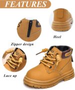 Boys Girls Combat Ankle Boots Lace up Fashion Walking Hiking Boots Winter Snow Boots for Kids Non-Slip Texture Sole - Image 4