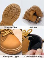 Boys Girls Combat Ankle Boots Lace up Fashion Walking Hiking Boots Winter Snow Boots for Kids Non-Slip Texture Sole - Image 5