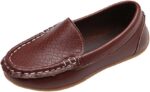 MVNB Leather Shoes Casual Lazy Children Sport Sneaker Boat Solid Girls Kid Boys Baby Shoes Size 6 Tennis Shoes Boys (Brown, 24) - Image 2