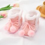 IQYU Crib Shoes Boots Warm Shoes Boots Kids Outdoor Snow Boots Kids Socks Shoes Floor Socks Baby Socks Children's Shoes Boys Leather Shoes Non-Slip Baby Boots, pink, 3 Months - Image 2
