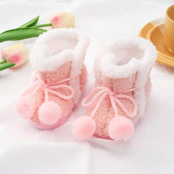 IQYU Crib Shoes Boots Warm Shoes Boots Kids Outdoor Snow Boots Kids Socks Shoes Floor Socks Baby Socks Children's Shoes Boys Leather Shoes Non-Slip Baby Boots, pink, 3 Months - Image 2