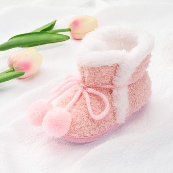 IQYU Crib Shoes Boots Warm Shoes Boots Kids Outdoor Snow Boots Kids Socks Shoes Floor Socks Baby Socks Children's Shoes Boys Leather Shoes Non-Slip Baby Boots, pink, 3 Months - Image 6