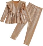 Gogokids Girl 2 Piece Outfits Children Long Sleeve Tops + Pants Set Clothes