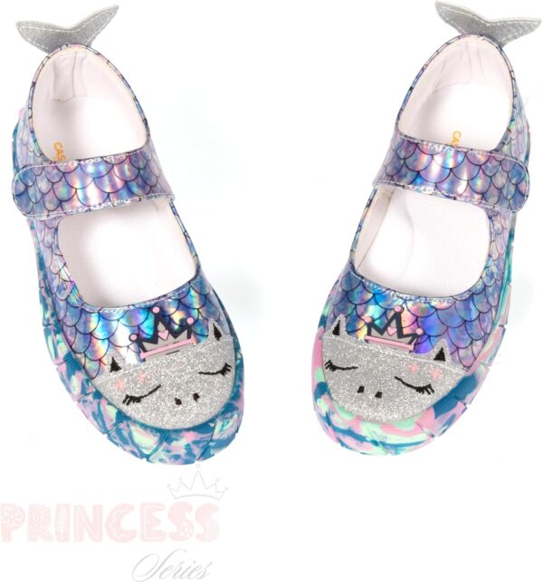 Princess Mermaid 3D Embroidered Hologram Girls Babet Sneakers - Image 2