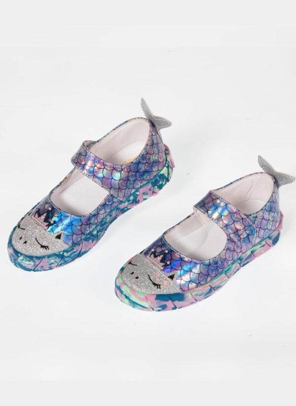 Princess Mermaid 3D Embroidered Hologram Girls Babet Sneakers - Image 5