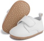 HsdsBebe Baby Boys Girls Oxford Shoes PU Leather Soft Rubber Sole Sneakers Anti-Slip Toddler Ankle Boots Infant Walking Shoes Moccasins, B/White, 6-12 Months