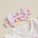 My First Easter Baby Girl Clothes 4pcs Outfit Long Sleeve Bunny Romper Ruffle Bloomer Short Socks Bow Headbands Set Newborn Baby Clothing - Image 4