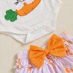 My First Easter Baby Girl Clothes 4pcs Outfit Long Sleeve Bunny Romper Ruffle Bloomer Short Socks Bow Headbands Set Newborn Baby Clothing - Image 5