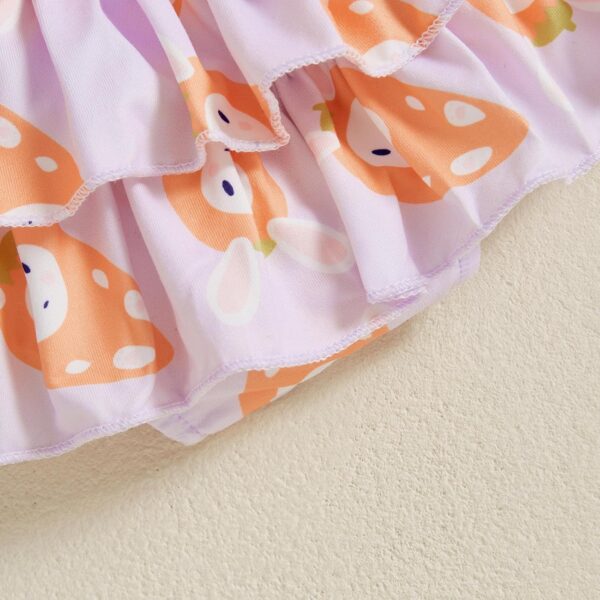 My First Easter Baby Girl Clothes 4pcs Outfit Long Sleeve Bunny Romper Ruffle Bloomer Short Socks Bow Headbands Set Newborn Baby Clothing - Image 6