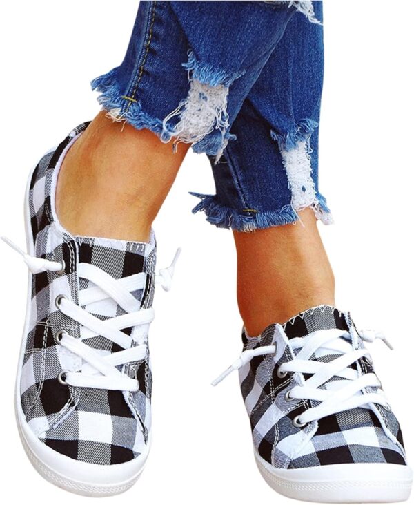 Casual Slip on Shoes for Women Under 30 Women's Canvas Shoes Vulcanize Soft Ladies Autumn Loafers Flat Shoes Shoes Casual for Baby Boy (Black, 5) - Image 4