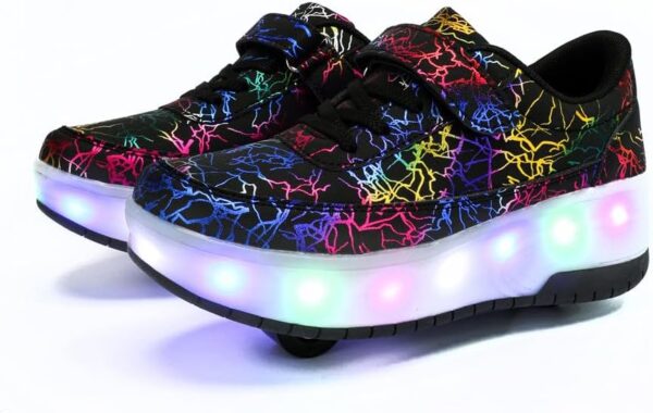 HUSKSWARE Roller Skates, 2-Wheel Skateboard Shoes, Adjustable Multifunctional Sports Shoes, USB Charging Mode, for Boys and Girls, Sizes 31-40 EU. - Image 2