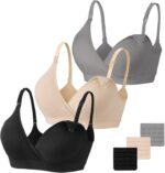 Vinfact Nursing Bra 3 Pack Seamless V Neck Maternity Bra Women Pregnancy Breastfeeding Bra