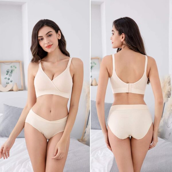 Vinfact Nursing Bra 3 Pack Seamless V Neck Maternity Bra Women Pregnancy Breastfeeding Bra - Image 6