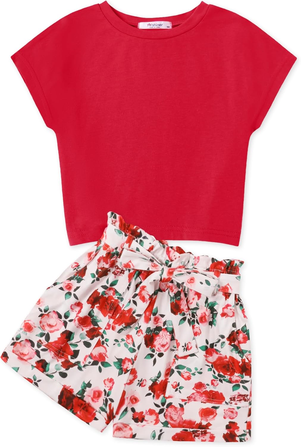 1745079131_71S-MTD9AJL._AC_SL1500_.jpg Arshiner Girl's Clothing Set Kids Summer T-shirt with Shorts Set Casual Fashion Short Sleeve Top Outfits Set for Girls 6-14 Years - Image 1