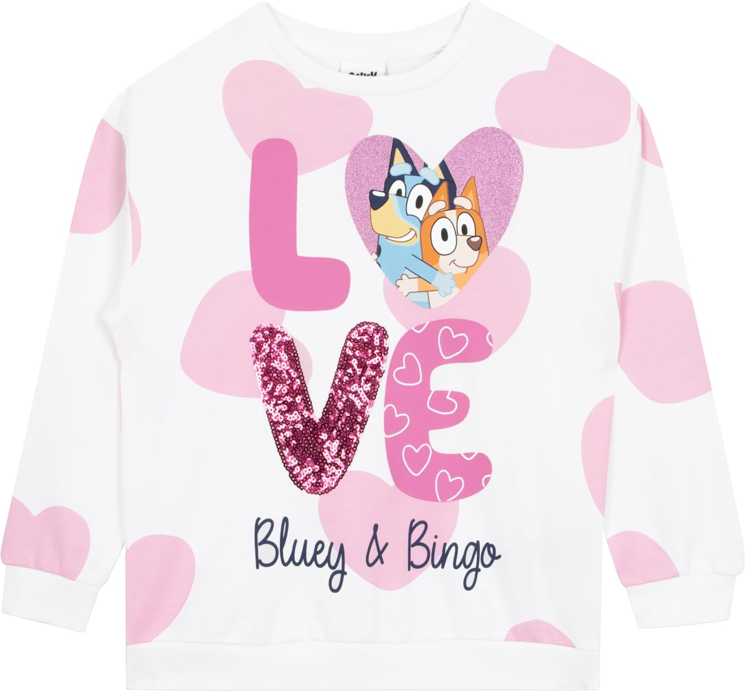 1745084155_71MFMB0do6L._AC_SL1500_.jpg Bluey Sweatshirt | Girls Sweatshirt with Sequins | 100% Cotton Girls' Sweatshirts | Ages 18 Months to 8 Years - Image 1