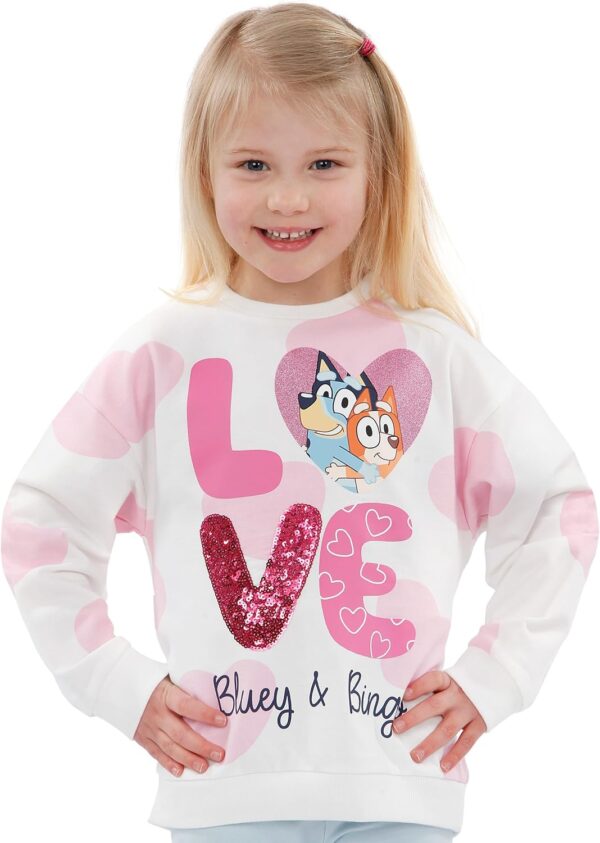 Bluey Sweatshirt | Girls Sweatshirt with Sequins | 100% Cotton Girls' Sweatshirts | Ages 18 Months to 8 Years - Image 2