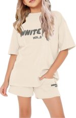 Girls Tracksuit Set Kids Trendy T-shirt + Shorts 2 Piece Outfit Summer Fashion Short Sleeve Fox Letter Print Tops with Loose Jogger Shorts Y2k Activewear Casual Sweatshirt Gym Set UK - Image 2